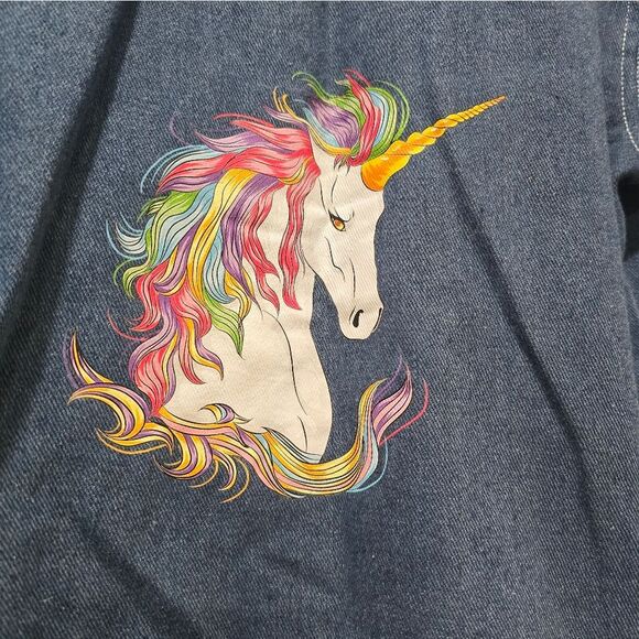Girls Unicorn Print Denim Jacket NWOT Size 12 Blue - Picture 3 of 4